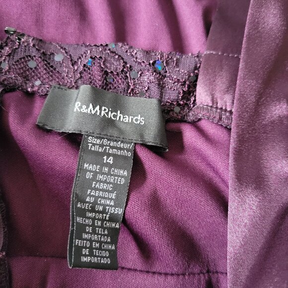 R&M Richards Formal Dress w/ Jacket Set, 14, Plum, Sequins Ruffle Wedding, EUC - Picture 13 of 13